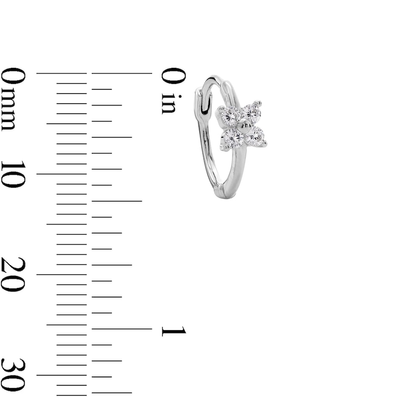 Main Image 3 of Cubic Zirconia Flower Huggie Hoop Earrings in Sterling Silver