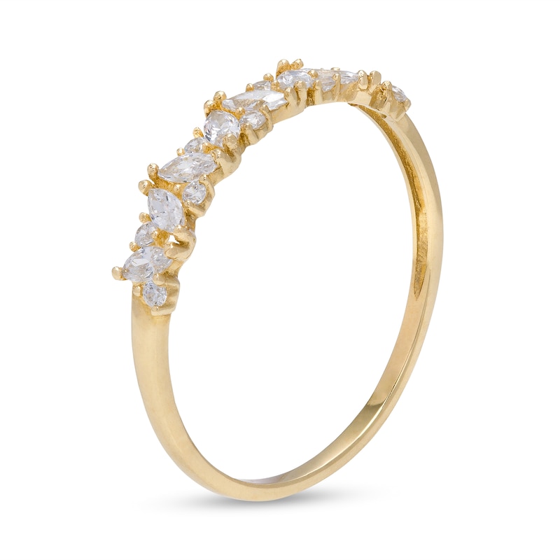 Marquise and Round Cubic Zirconia Zig-Zag Ring in 10K Gold – Size 7 ...