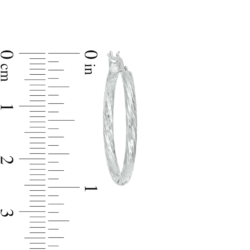 2mm Diamond-Cut Rope Textured Hoop Earrings in Hollow Sterling Silver