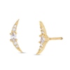 Thumbnail Image 0 of Oval and Round Cubic Zirconia Crescent Moon Stud Earrings in 10K Gold