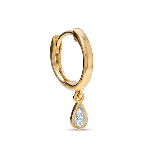 018 Gauge 8mm Pear-Shaped Multi-Diamond Accent Dangle Cartilage Hoop in 14K Gold