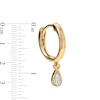 Thumbnail Image 2 of 018 Gauge 8mm Pear-Shaped Multi-Diamond Accent Dangle Cartilage Hoop in 14K Gold