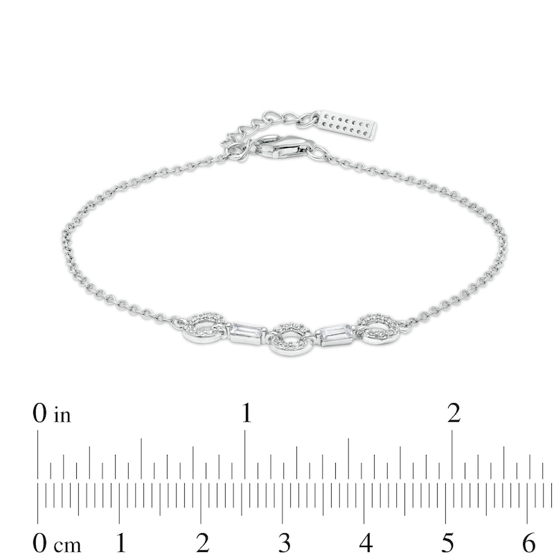 3mm Cubic Zirconia Alternating Link Bracelet in Sterling Silver – 7.5"