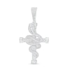 Thumbnail Image 1 of Cubic Zirconia Snake Wrap Cross Necklace Charm in Solid Sterling Silver