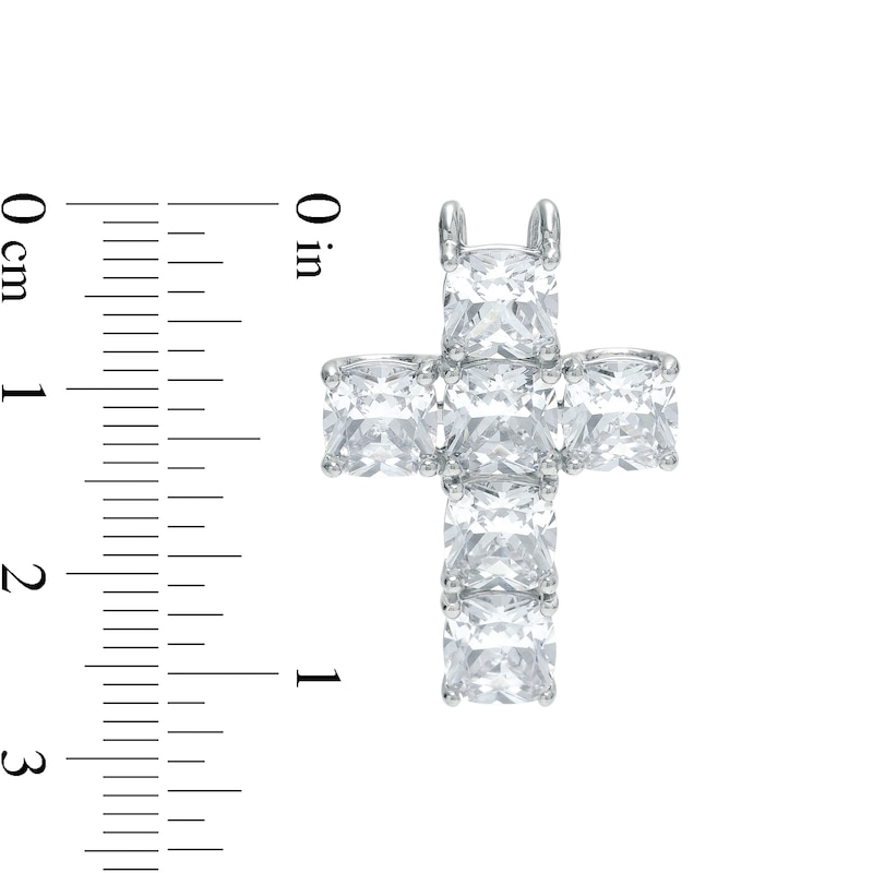 Cubic Zirconia 6-Stone Cross Necklace Charm in Hollow Sterling Silver