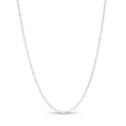 Made in Italy 1.5mm Curb Station Chain Necklace in Solid Sterling Silver - 18&quot;