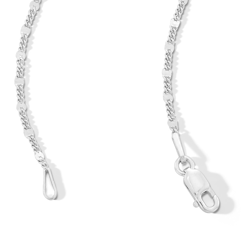 Main Image 3 of Made in Italy 1.5mm Curb Station Chain Necklace in Solid Sterling Silver - 18&quot;