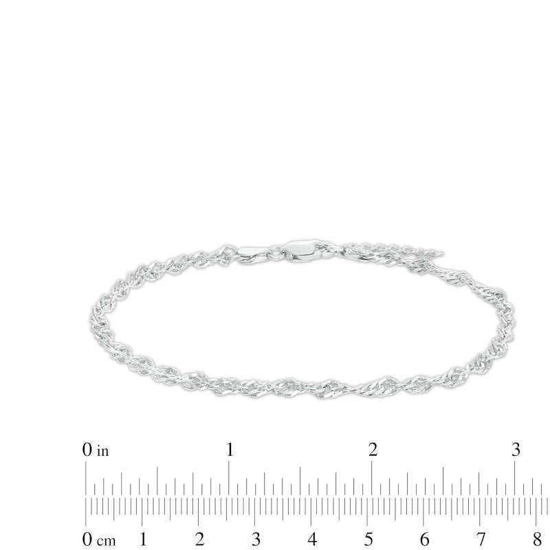 Made in Italy 3.4mm Singapore Chain Anklet in Solid Sterling Silver - 9" + 1"