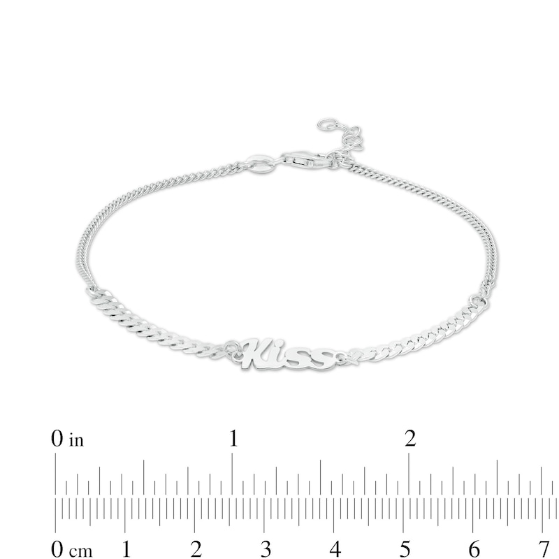 Main Image 2 of Made in Italy Kiss Curb Chain Bracelet in Solid Sterling Silver - 7&quot; + 1&quot;