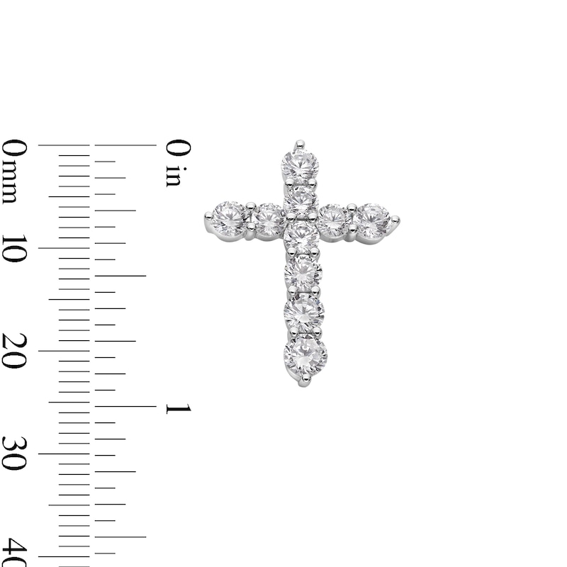 Main Image 4 of Cubic Zirconia 10-Stone Cross Necklace Charm in Semi-Solid Sterling Silver