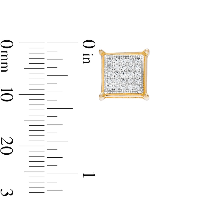 Main Image 3 of 1/6 CT. T.W. Princess-Cut Multi-Diamond Stud Earrings in 10K Gold