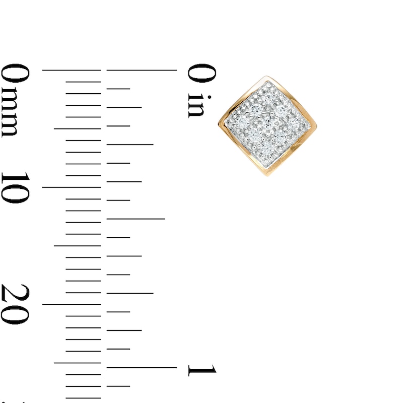 Main Image 2 of 1/20 CT. T.W. Princess-Cut Multi-Diamond Tilted Stud Earrings in 10K Gold