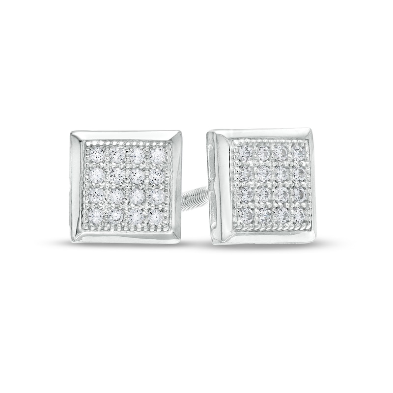 1/ CT. T.W. Princess-Cut Multi-Diamond Stud Earrings in Sterling Silver