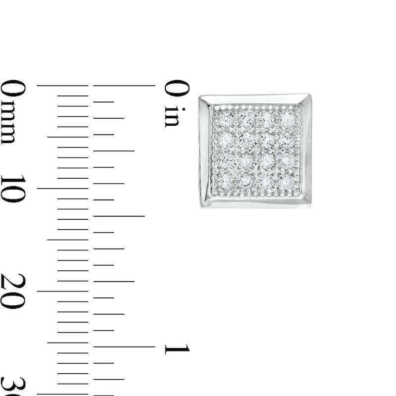 Main Image 2 of 1/10 CT. T.W. Princess-Cut Multi-Diamond Stud Earrings in Sterling Silver