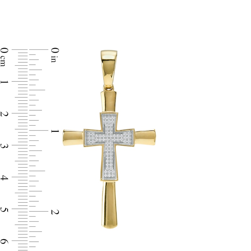 1/5 CT. T.W. Diamond Small and Large Layered Cross Necklace Charm in 10K Gold