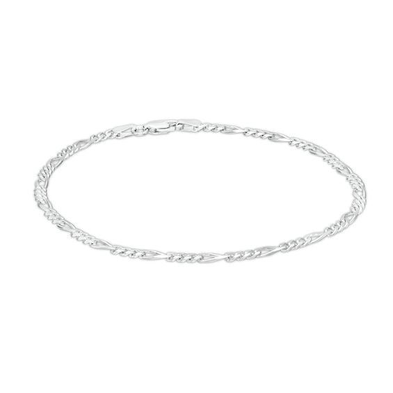 Made in Italy 3mm Figaro Chain Anklet in Semi-Solid Sterling Silver - 9" + 1"