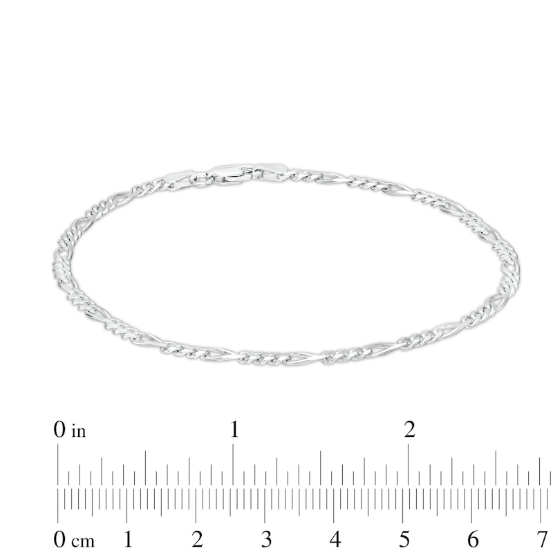 Main Image 2 of Made in Italy 3mm Figaro Chain Anklet in Semi-Solid Sterling Silver - 9&quot; + 1&quot;