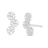 Thumbnail Image 0 of Cubic Zirconia Cluster Flower Crawler Stud Earrings in Sterling Silver