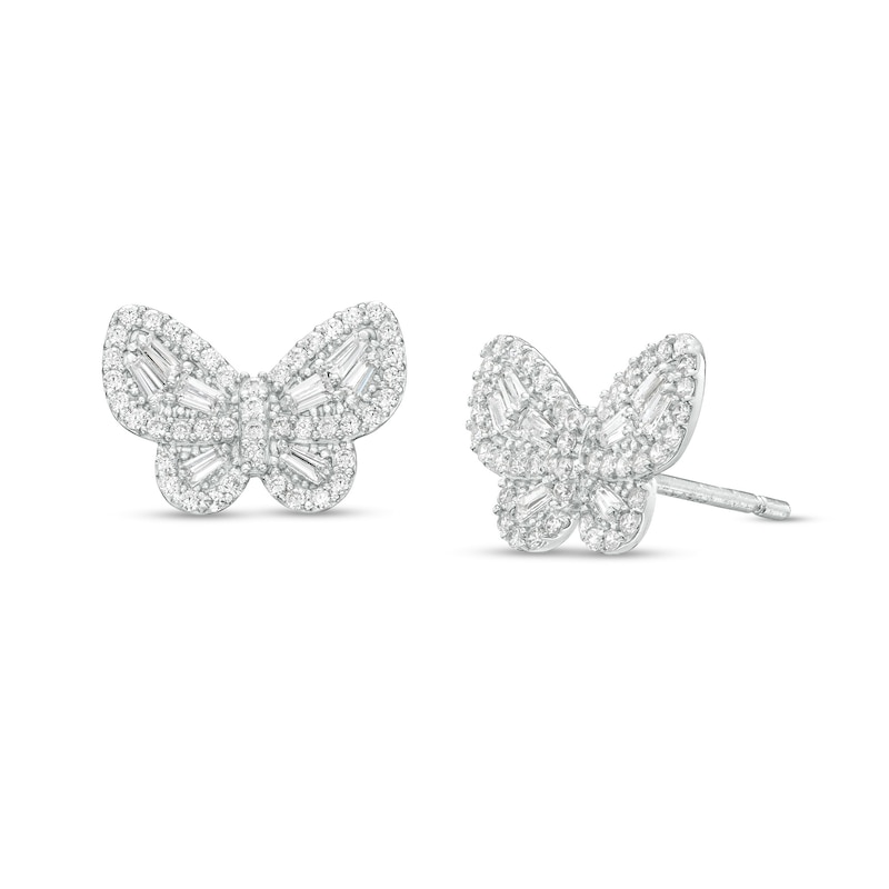 Main Image 1 of Cubic Zirconia Butterfly Stud Earrings in Sterling Silver