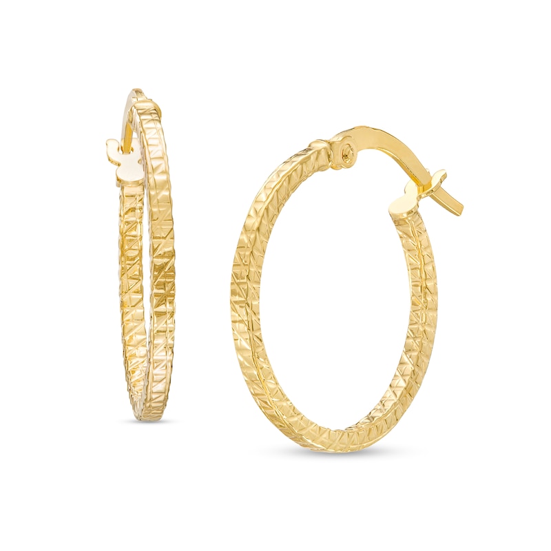 Diamond-Cut Hoop Earrings in 10K Hollow Gold | Banter