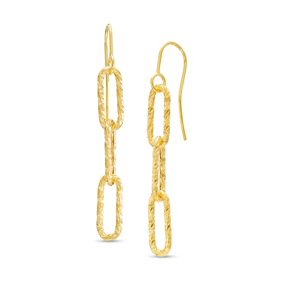 Diamond-Cut Oval Link Dangle Earrings in 10K Gold