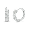 Thumbnail Image 1 of Cubic Zirconia Two Row Huggie Hoop Earrings in Sterling Silver