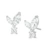 Thumbnail Image 0 of Cubic Zirconia Cluster Teardrop Dangle Stud Earrings in Sterling Silver