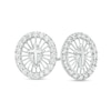 Thumbnail Image 0 of Cubic Zirconia Pavé Circle Cross Stud Earrings in Sterling Silver