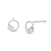 Thumbnail Image 1 of Cubic Zirconia Square Stone Open Circle Stud Earrings in Sterling Silver