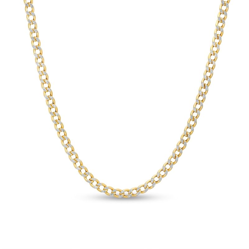 Main Image 1 of Made in Italy 2.9mm Pave Curb Chain Necklace in 10K Hollow Gold - 18&quot;