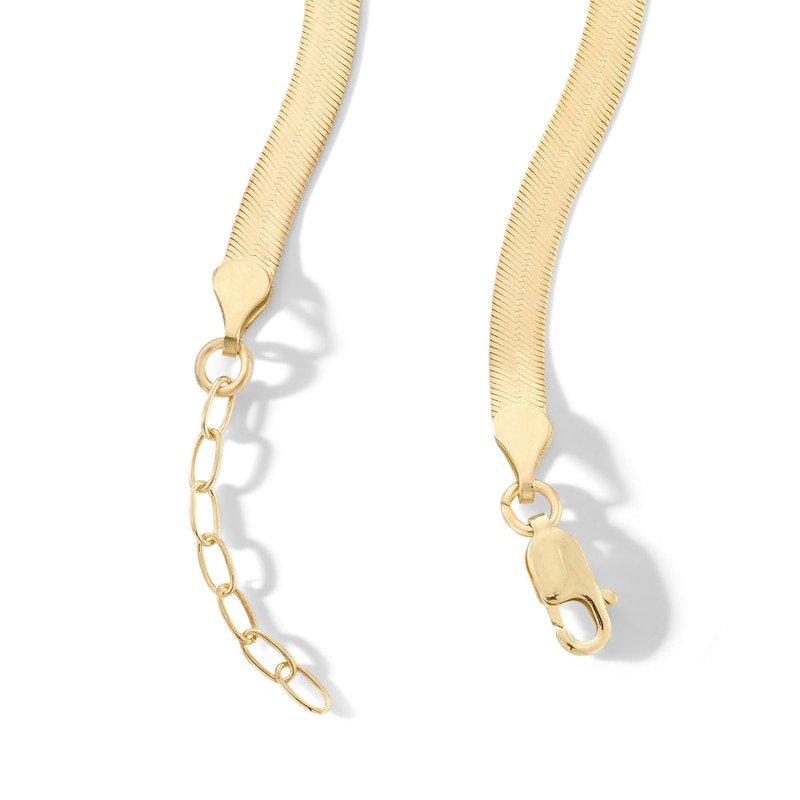 Main Image 4 of 10K Solid Gold Herringbone Chain Made in Italy - 16&quot; + 1&quot;