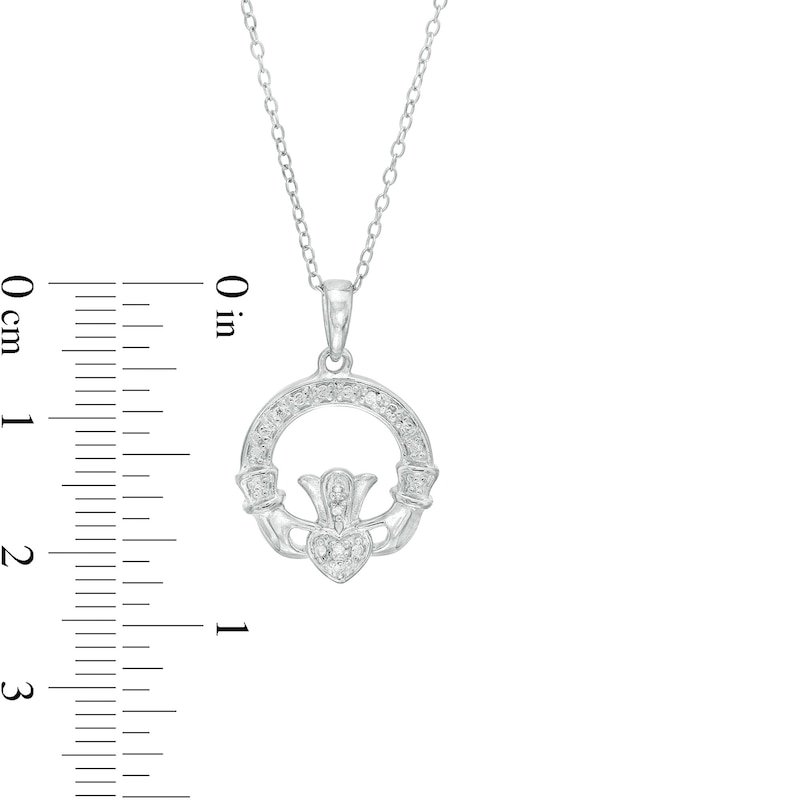 Diamond Accent Claddagh Pendant Necklace in Sterling Silver - 18"
