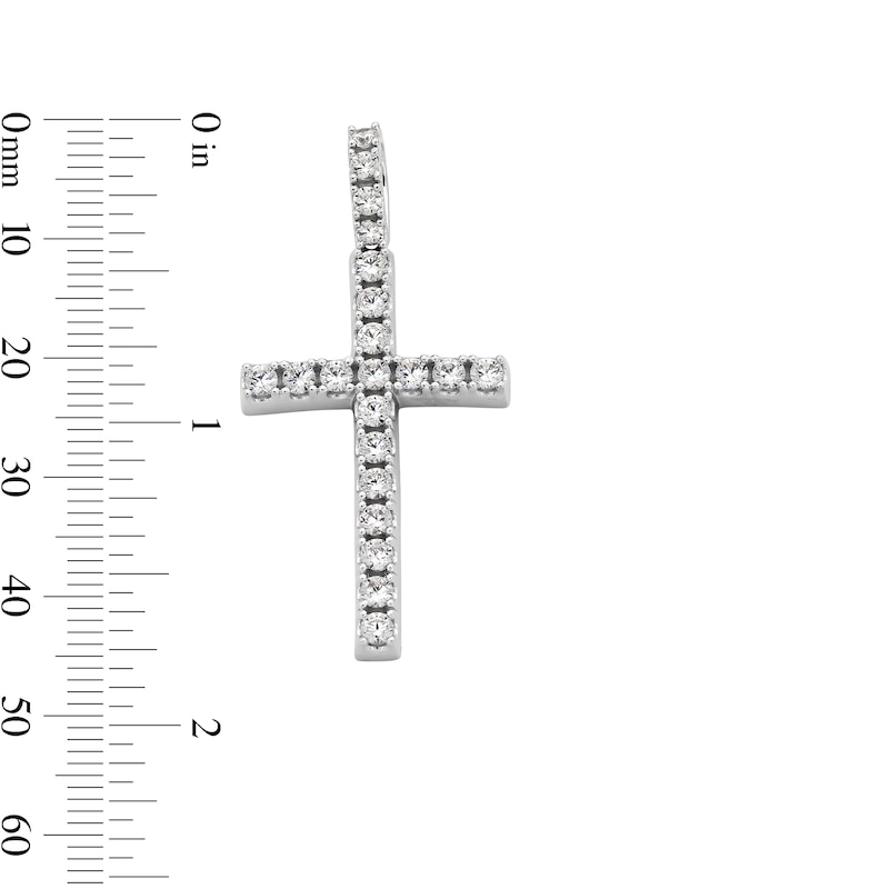 Main Image 6 of Cubic Zirconia Shared Prong Cross Necklace Charm in Solid Sterling Silver