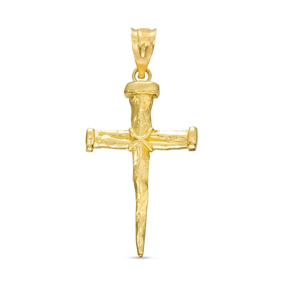 Nail Cross Necklace Charm in 10K Gold