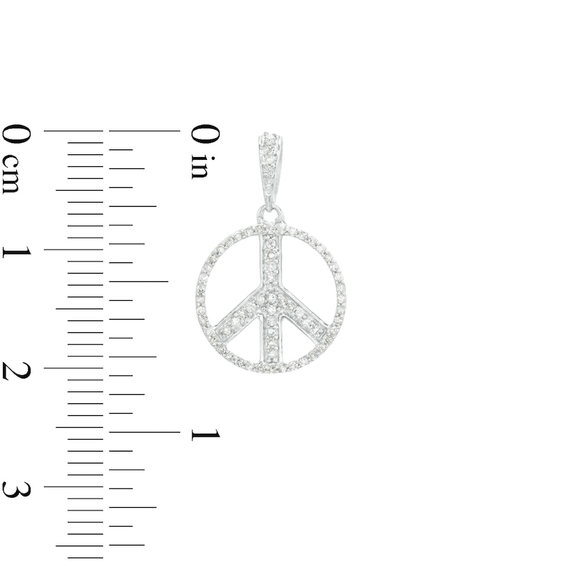1/5 CT. T.W. Diamond Pavé Peace Sign Necklace Charm in Sterling Silver