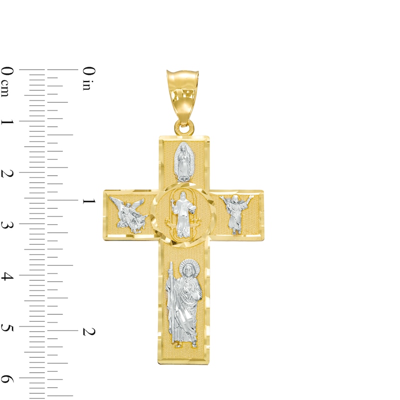 Main Image 3 of All Saints Cross Necklace Charm in 10K Two-Tone Gold