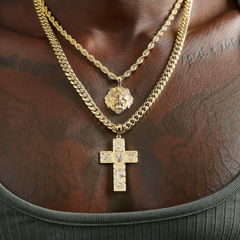 Main Image 4 of All Saints Cross Necklace Charm in 10K Two-Tone Gold