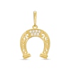 Thumbnail Image 1 of Cubic Zirconia Filligree Horseshoe Necklace Charm in 10K Gold