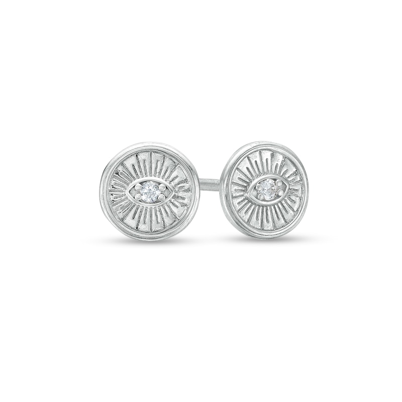 Cubic Zirconia Evil Eye Stud Earrings in Sterling Silver