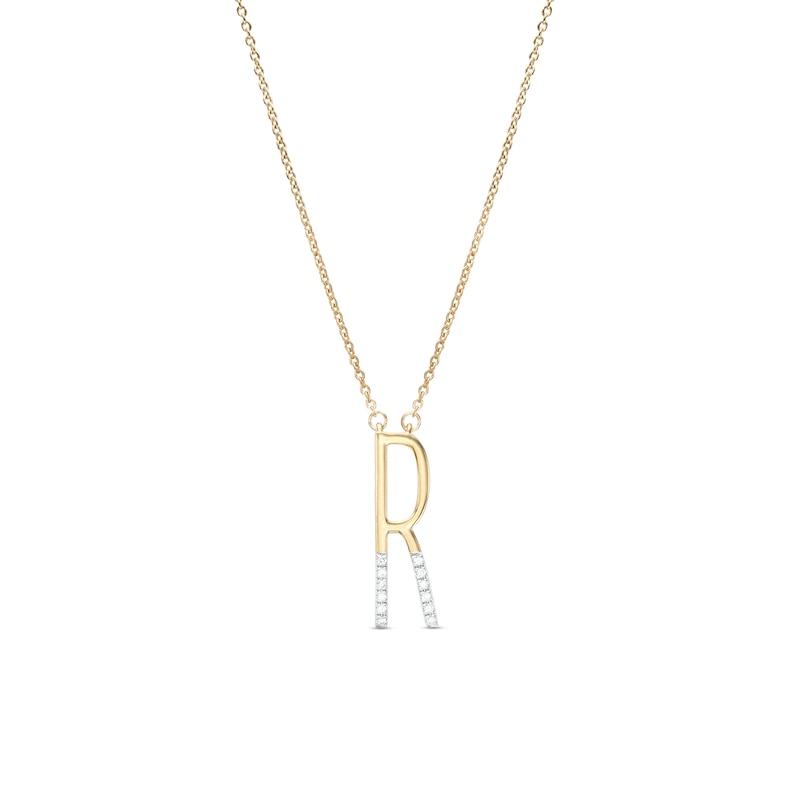 Diamond Letter M Necklace 1/8 ct tw Round-cut Sterling Silver 18