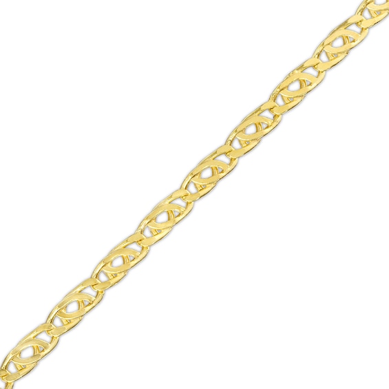 10K Hollow Gold Diamond Cut Bird Eye Chain Bracelet - 7.5"