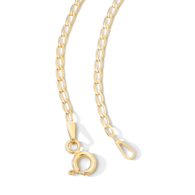 Main Image 3 of 10K Solid Gold Diamond-Cut Light Curb Chain - 18&quot;