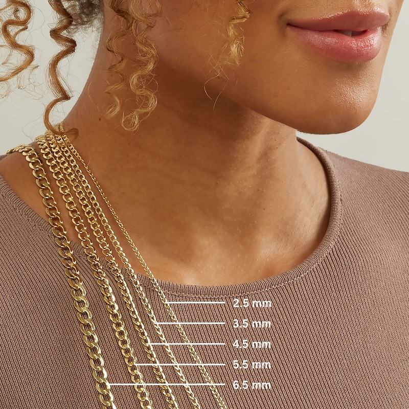 Main Image 5 of 1.75mm Diamond-Cut Light Curb Chain Necklace in 10K Solid Gold - 18&quot;