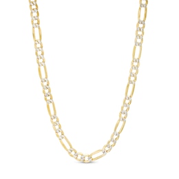 4mm Diamond-Cut Pavé Figaro Chain Necklace in 10K Semi-Solid Gold - 20&quot;
