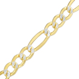 6.5mm Diamond-Cut Figaro Chain Bracelet in 10K Semi-Solid Gold - 8.5&quot;
