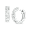 Thumbnail Image 1 of 1/6 CT. T.W. Diamond Three Row Huggie Hoop Earrings in Sterling Silver