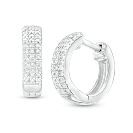 1/6 CT. T.W. Diamond Three Row Huggie Hoop Earrings in Sterling Silver