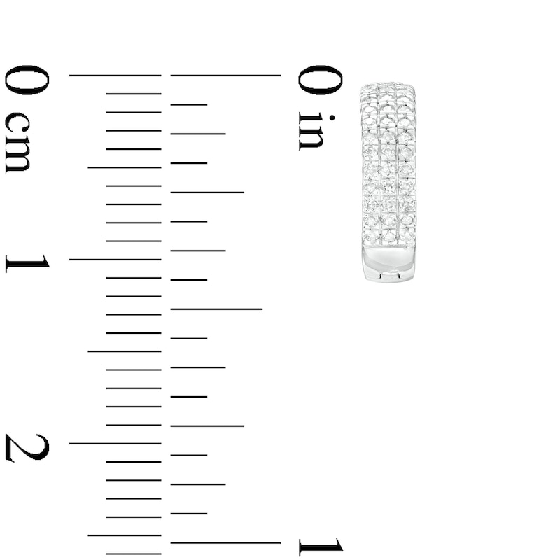 Main Image 2 of 1/6 CT. T.W. Diamond Three Row Huggie Hoop Earrings in Sterling Silver