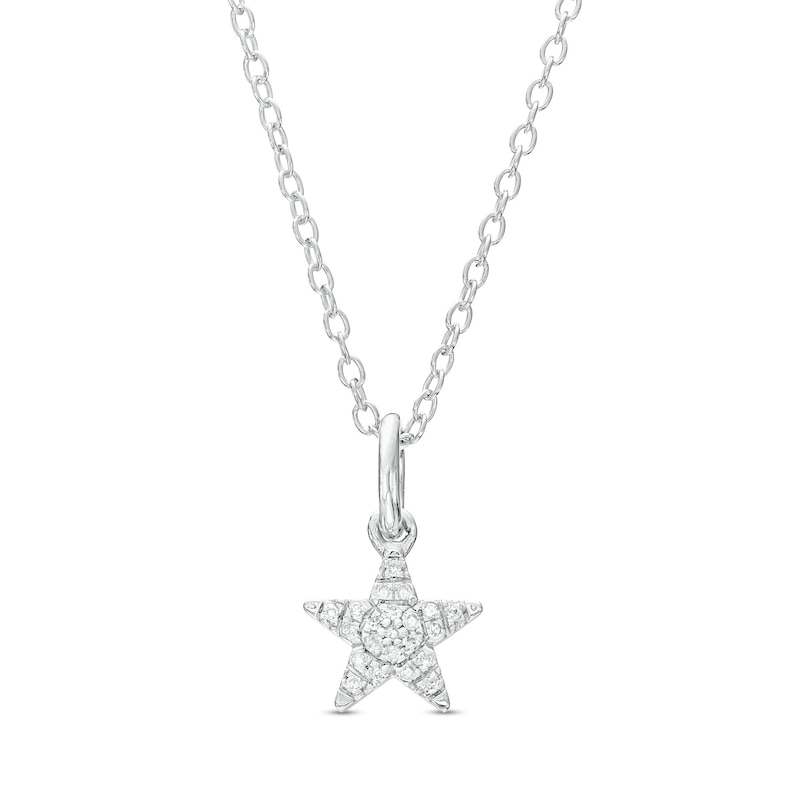 Main Image 1 of Sterling Silver 1/20 CT. T.W. Diamond Star Pendant - 18&quot;