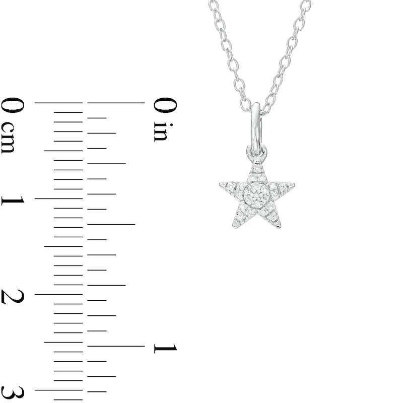 Main Image 2 of Sterling Silver 1/20 CT. T.W. Diamond Star Pendant - 18&quot;